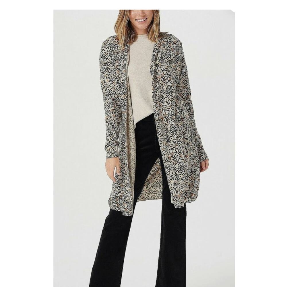 Soft by NAADAM Leopard 100% Cashmere Long Cardigan Sweater XS